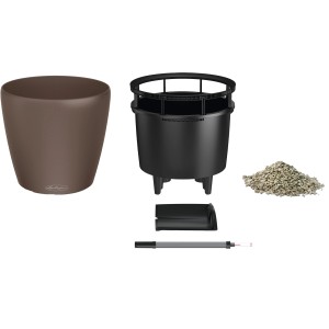 Lechuza Classico Color LS 43 Muskat, Pflanzgefäß mit Bewässerungssystem und Zubehör.