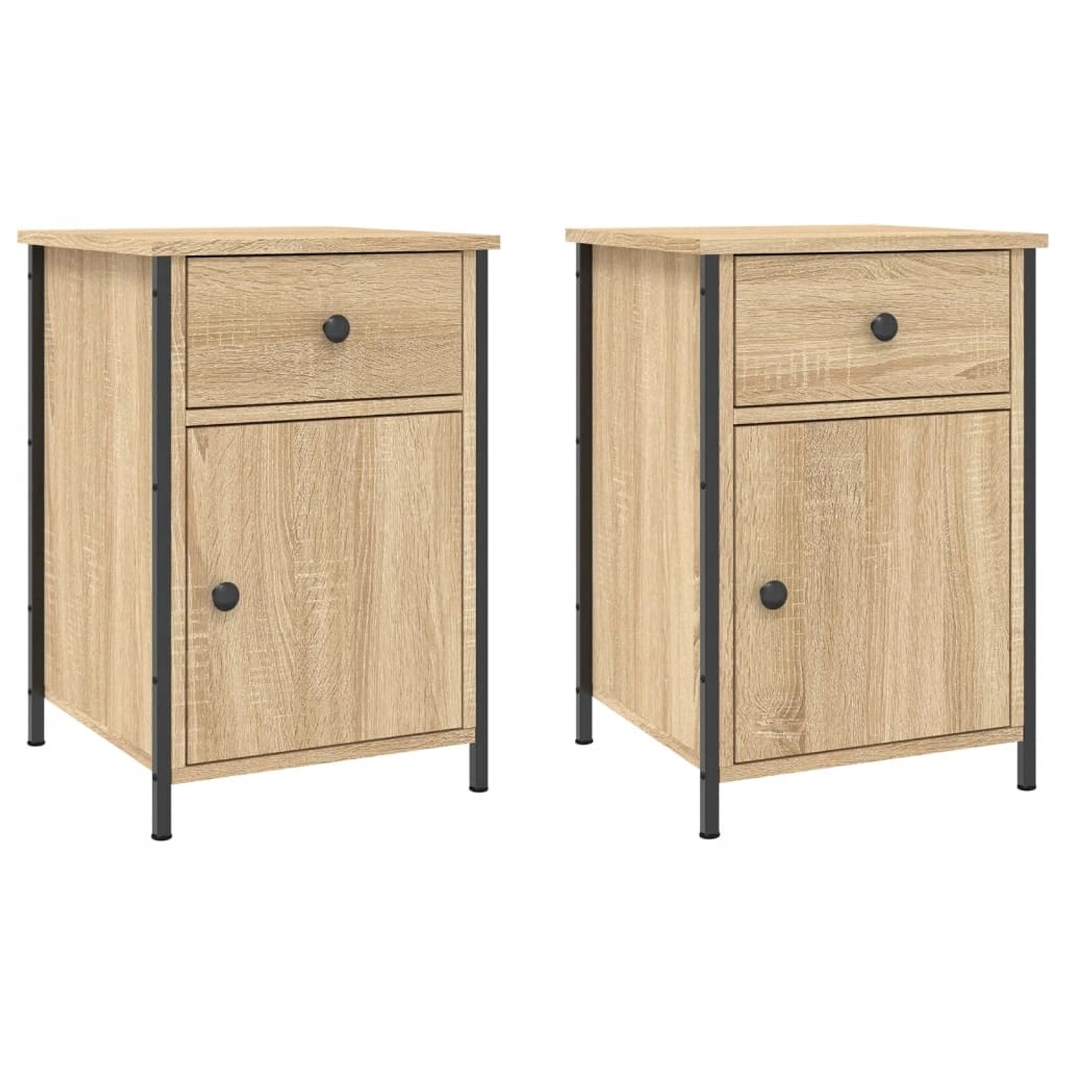 vidaXL Nachttische 2 Stk Sonoma-Eiche 40x42x60 cm Holzwerkstoff Modell 4 günstig online kaufen