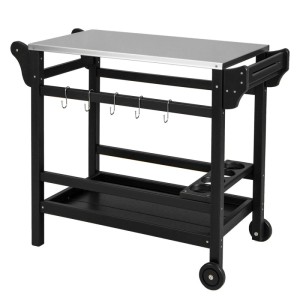 Costway Grillwagen Outdoor mit Gewürztablett & Weinflaschenregal