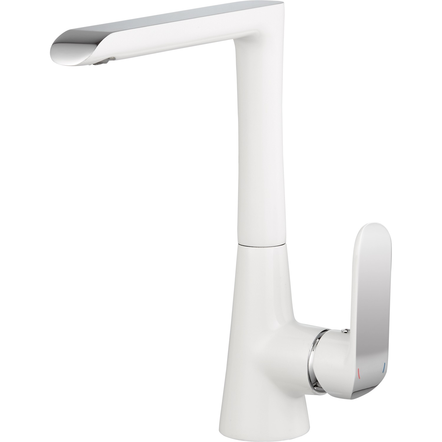 baliv Küchenarmatur KI-5070 in Chrom-Weiß. Moderner Einhebelmischer für die Küche.