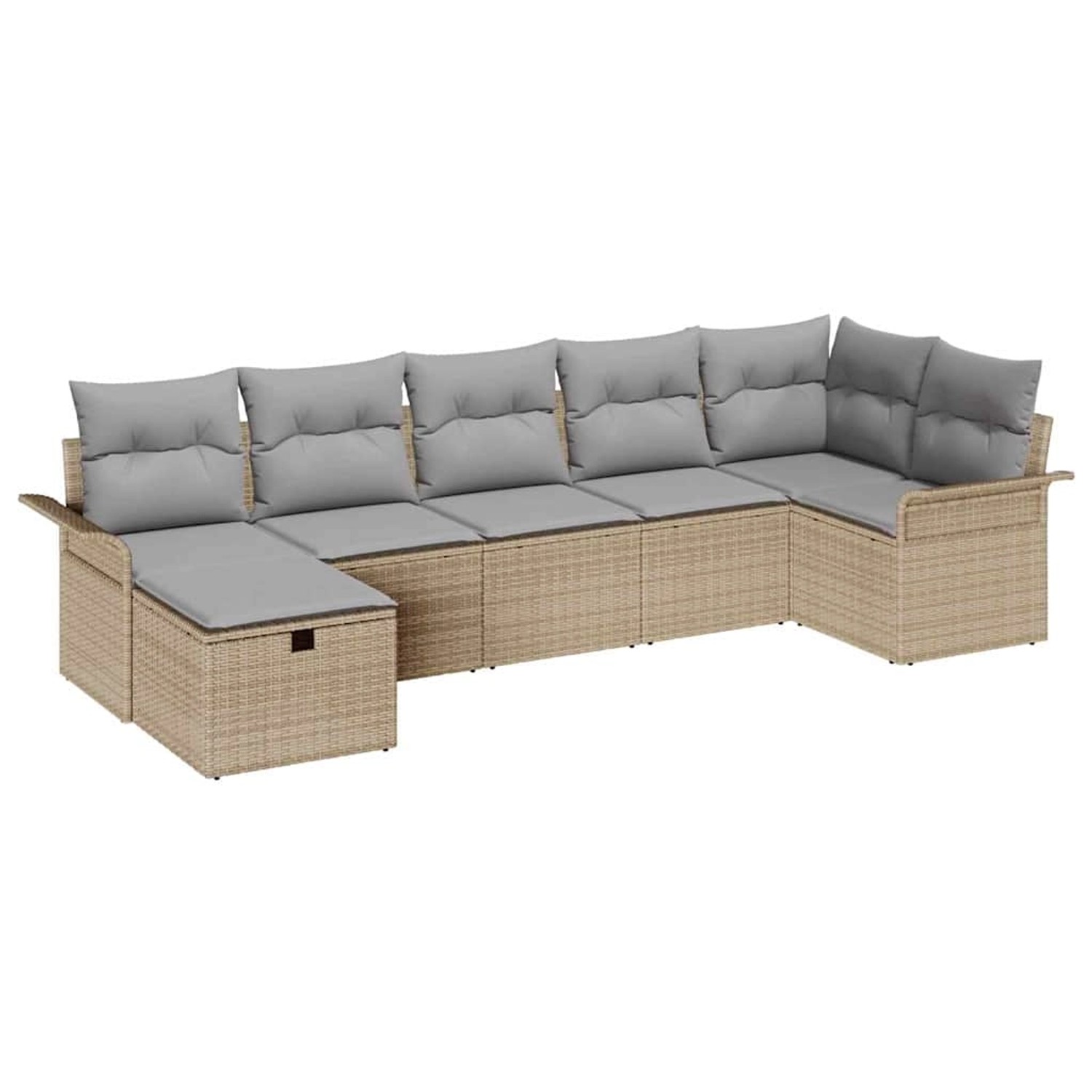 vidaXL Garten-Sofa-Set mit Kissen mit Speicher 7-Tlg Beige Poly Rattan 3360 günstig online kaufen