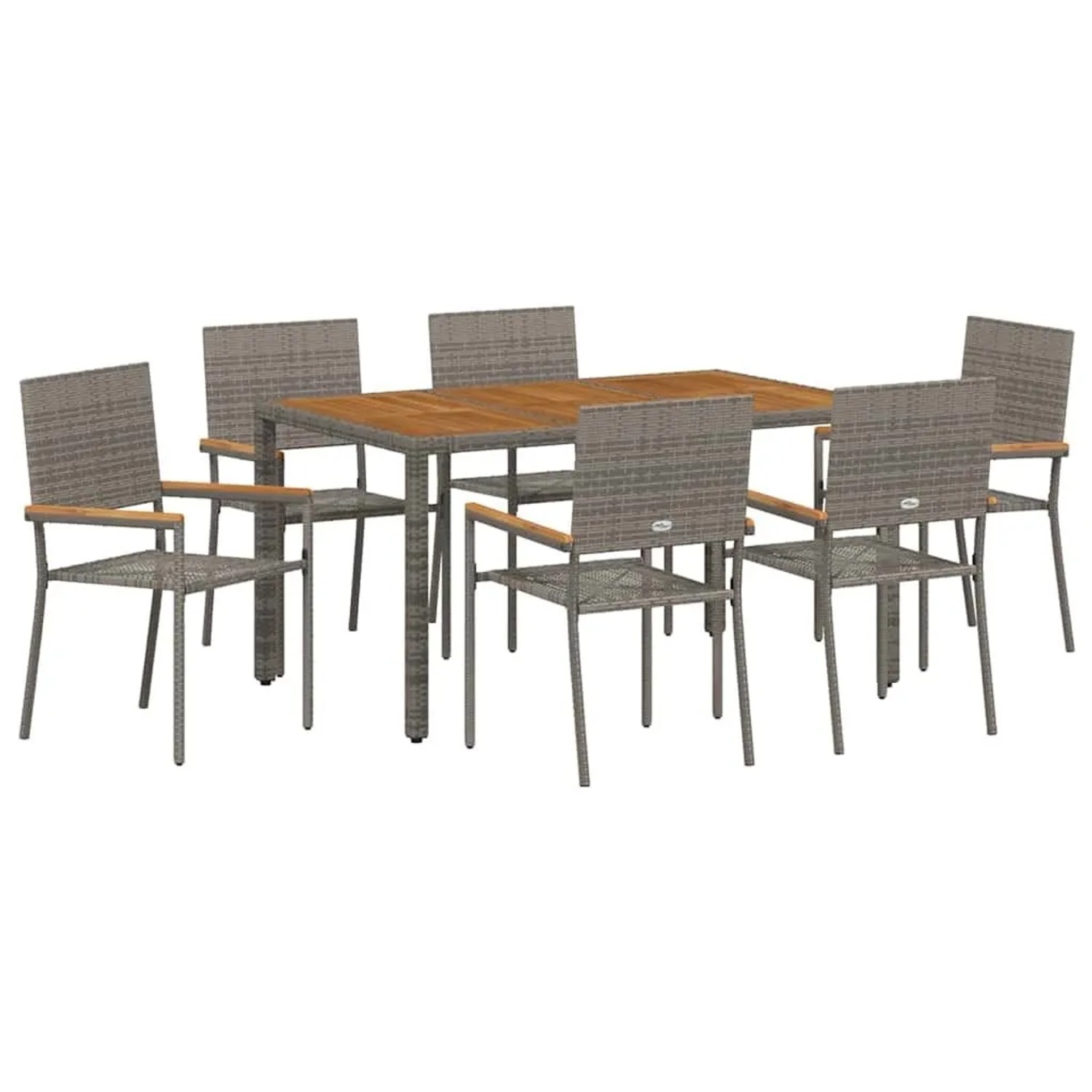 vidaXL Garten Essgruppe 7-Tlg Grau Poly-Rattan 3365409