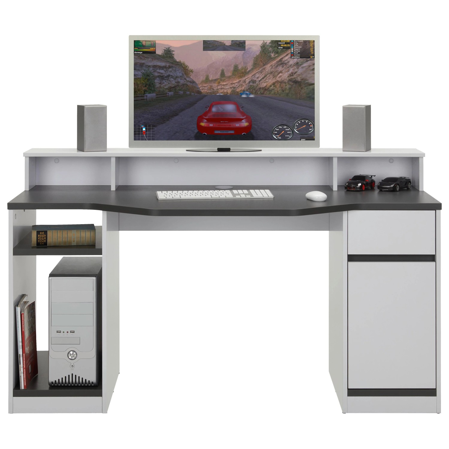 Mömax Gaming Tisch in Anthrazit/Weiß