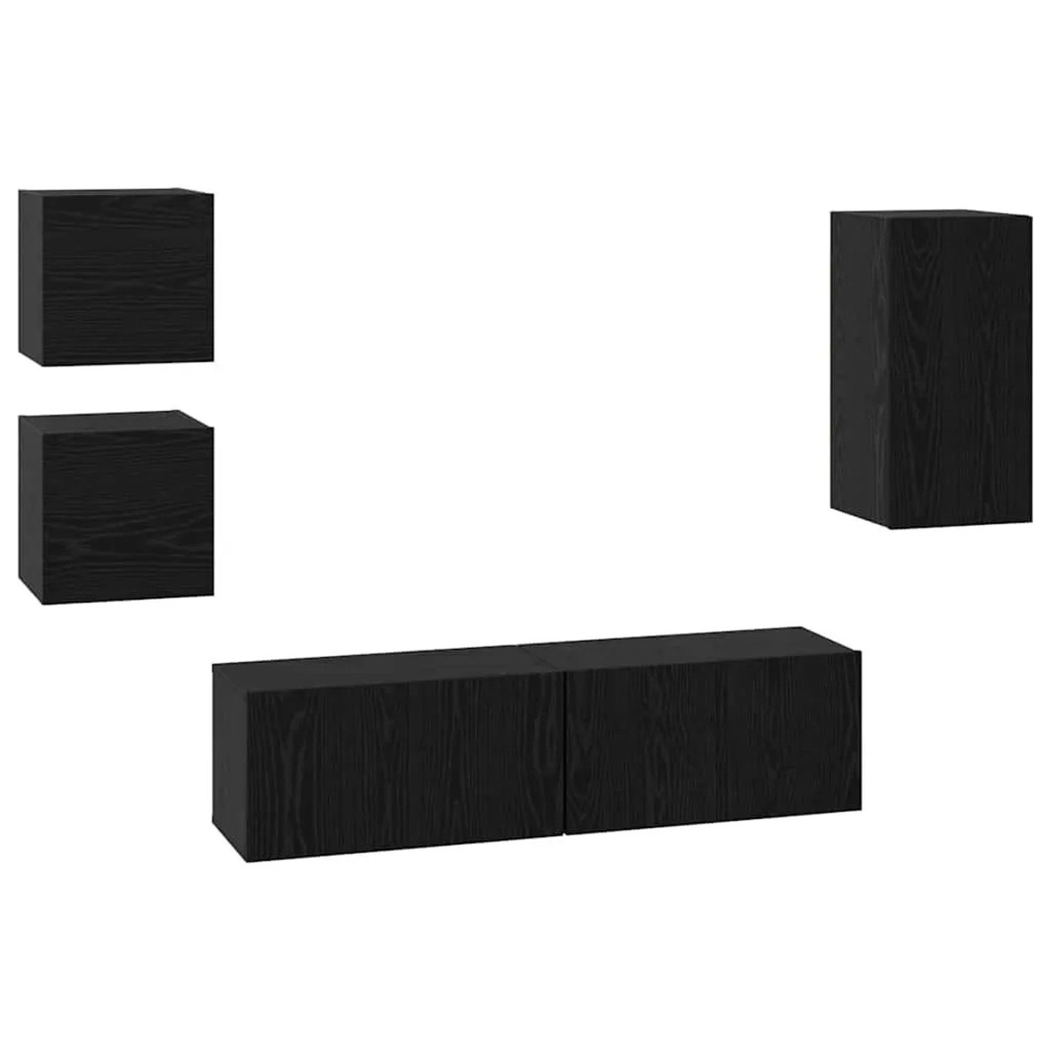 vidaXL TV-Schrankset 5-Tlg Schwarz Eichen-Optik Holzwerkstoff 3393349