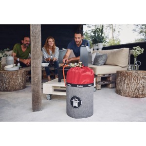 Enders Gasflaschenhülle Style Red 11 kg für Grills. Dekorative Abdeckung in Rot und Grau.
