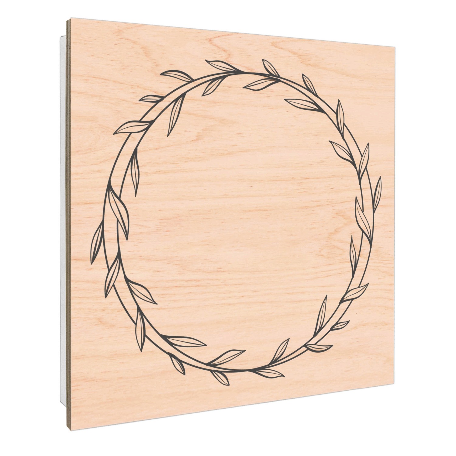 Banjado Schlüsselkasten mit Holzfront, 30x30cm, weiß, Motiv Blätterkranz, 50 Haken.