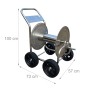 Relaxdays Schlauchwagen Edelstahl Silber Fahrbar 100 cm x 73 cm x 57 cm 23,8 kg_4