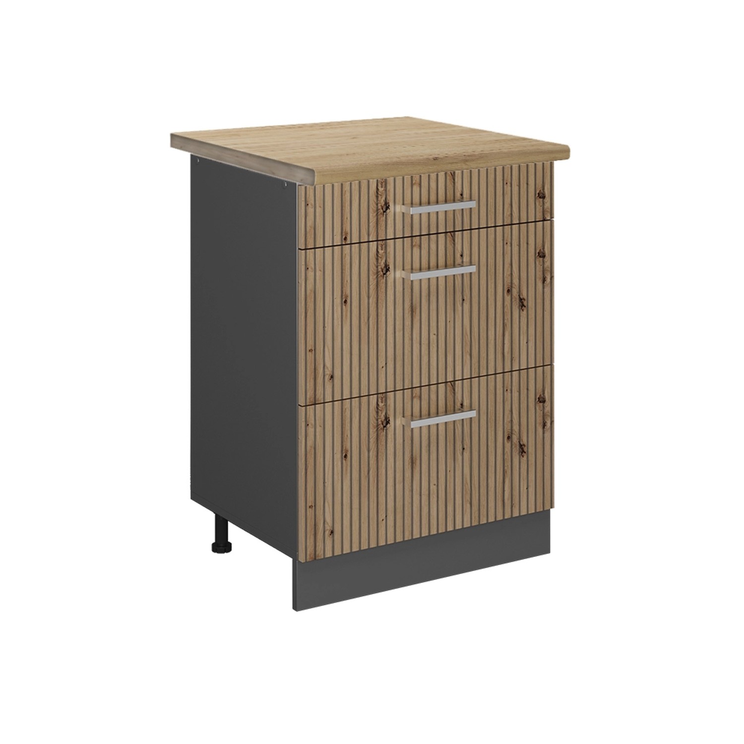 Vicco Küchenunterschrank R-Line Artisan-Eiche/Anthrazit 60 cm mit Schubladen AP Eiche