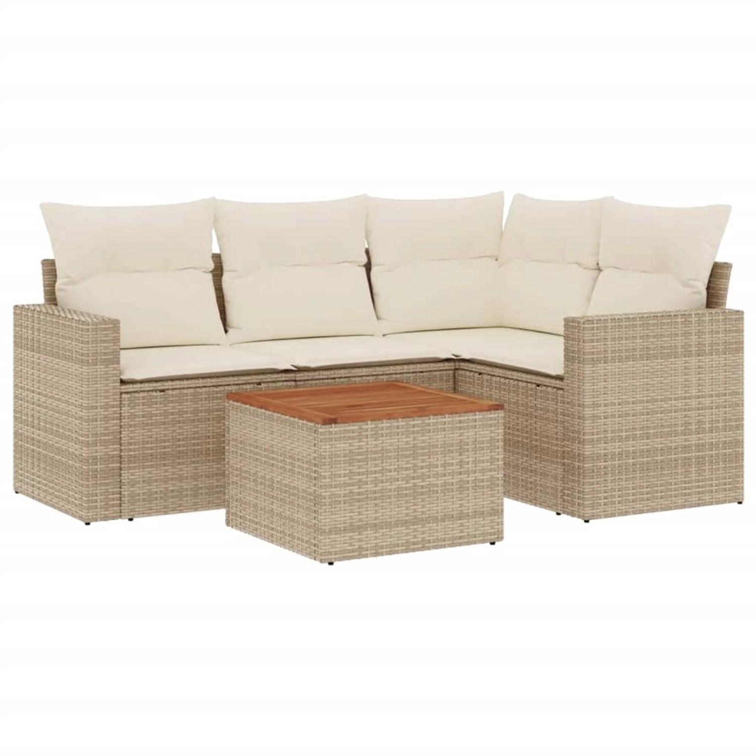vidaXL 5-Tlg Garten-Sofagarnitur mit Kissen Beige Poly Rattan 3224105 günstig online kaufen