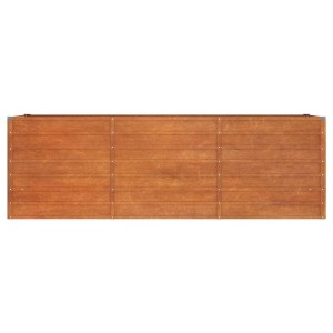 Rechteckiges, rostfarbenes vidaXL Hochbeet (240x80x77 cm) aus Cortenstahl.