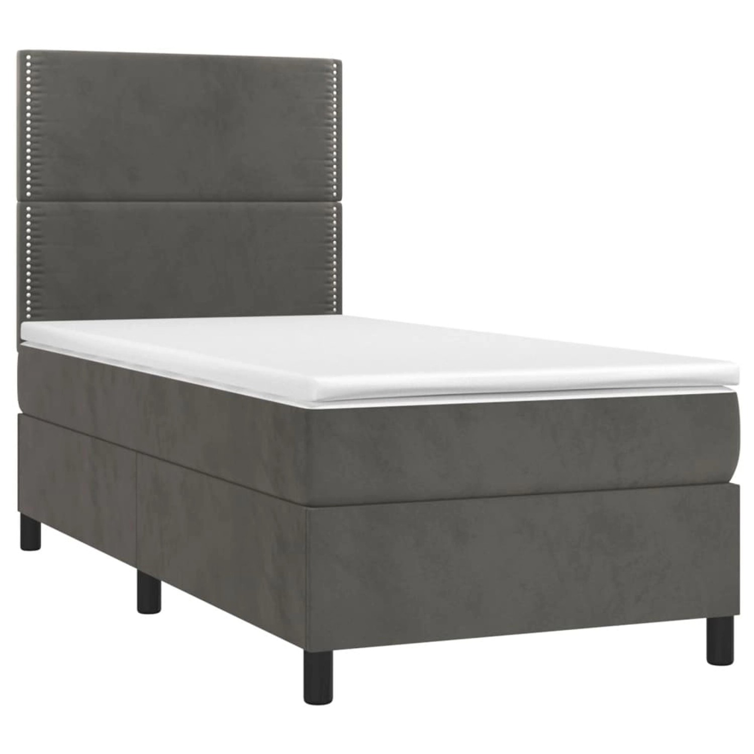 vidaXL Boxspringbett mit Matratze & LED Dunkelgrau 80x200 cm Samt 3136030 günstig online kaufen