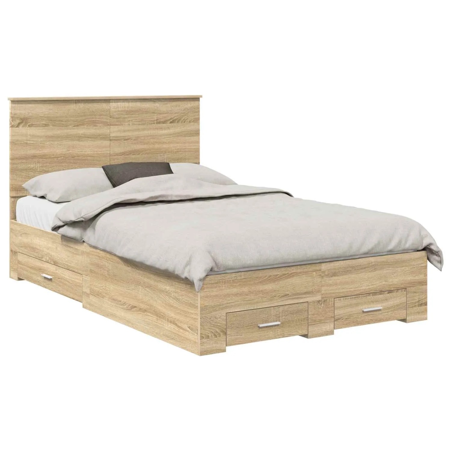 vidaXL Bettrahmen mit Kopfteil Sonoma-Eiche 135 x 190 cm Holzwerkstoff 3409660