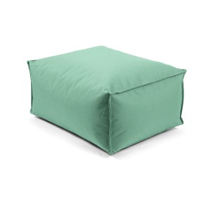 Grüner, eckiger mokebo Outdoor Pouf/Hocker mit EPS-Füllung für Garten, Terrasse oder Balkon.