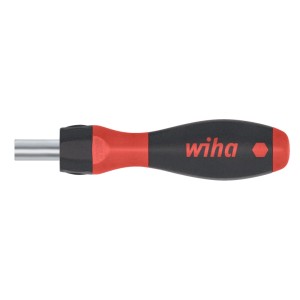 Wiha Schraubendreher mit Ratschenfunktion, schwarz-rotem SoftFinish-Griff und 6 mm Bitaufnahme. Umschaltbar.