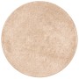 Runder, naturfarbener Snapstyle Hochflor Teppich Mona, 100x100cm. Weicher Velours Teppich.
