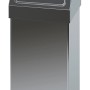 Eckiger, silberner Edelstahl Mülleimer mit Push-Deckel, 55 Liter.