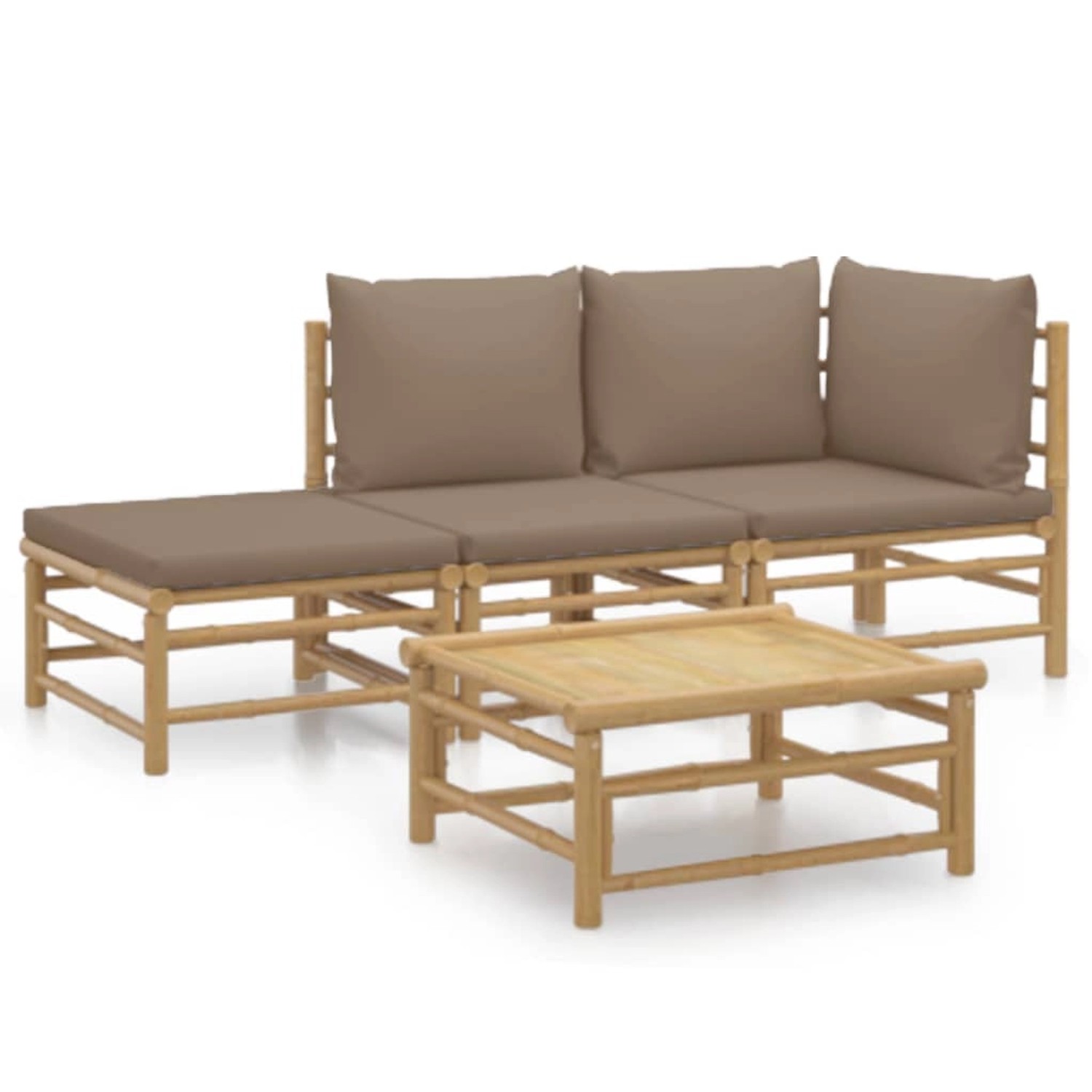 Vidaxl 4-tlg. Garten-lounge-set Mit Taupe Kissen Bambus günstig online kaufen