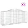 4er Set Gabionen mit Hochbogen, 200x30x80/100 cm, aus verzinktem Eisen. Ideal als Hochbeet oder Gartendeko.