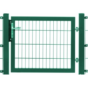 Grünes Einzeltor Premium mit Doppelstabmattenfüllung und Rahmen, 80x100 cm, für Gartenzäune.