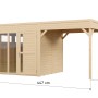 Bertilo Elementgartenhaus Cubus 2 Office Lounge Natur, 447x234 cm, mit Fenster und Überdachung.