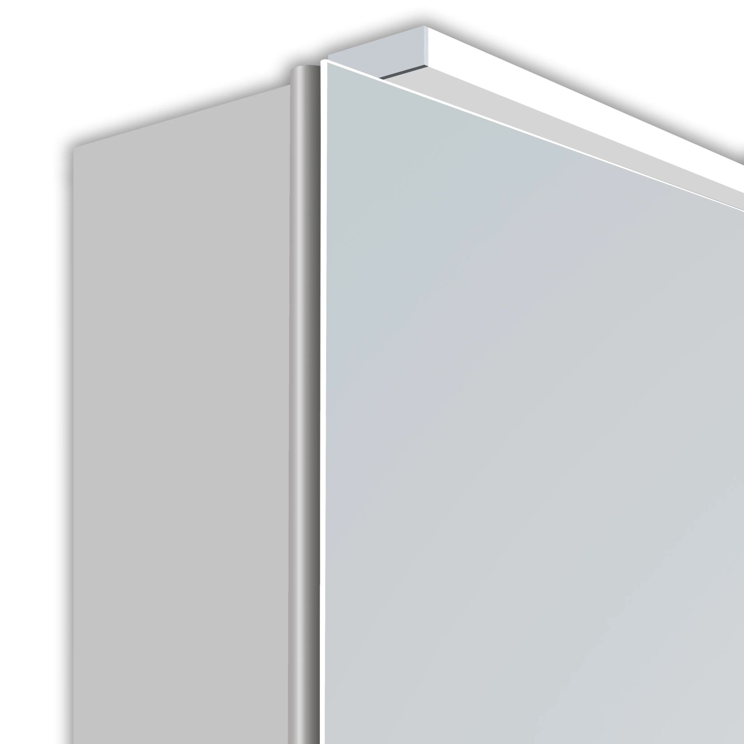 Detailaufnahme: DSK Spiegelschrank Aluminio Vegas, alufarben, 70 cm breit.