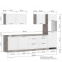 Küchenzeile Kempten 300 cm in Weiß/Wotan Optik, ohne E-Geräte. Einbauküche mit Hänge- und Unterschränken.