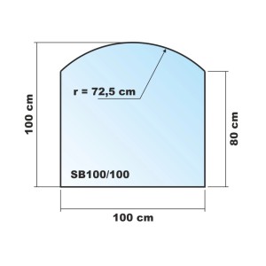 ECOfoxx Funkenschutzplatte Glasbodenplatte Segmentbogen 100x100cm Schwarz