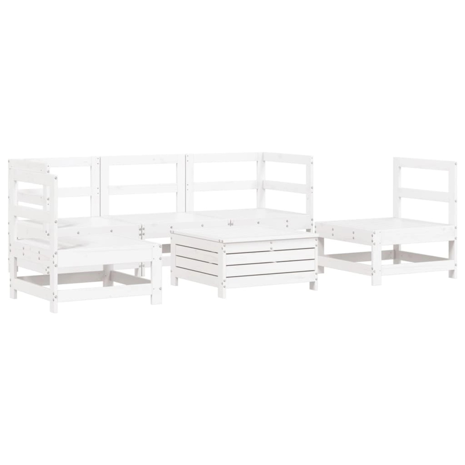 vidaXL 6-Tlg Garten-Sofagarnitur Weiß Massivholz Kiefer 3250721 günstig online kaufen
