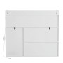 Rückseite des weißen Merax Sideboards mit LED-Kabel und USB-Anschluss. Zeigt Befestigungspunkte für den Wohnzimmerschrank.