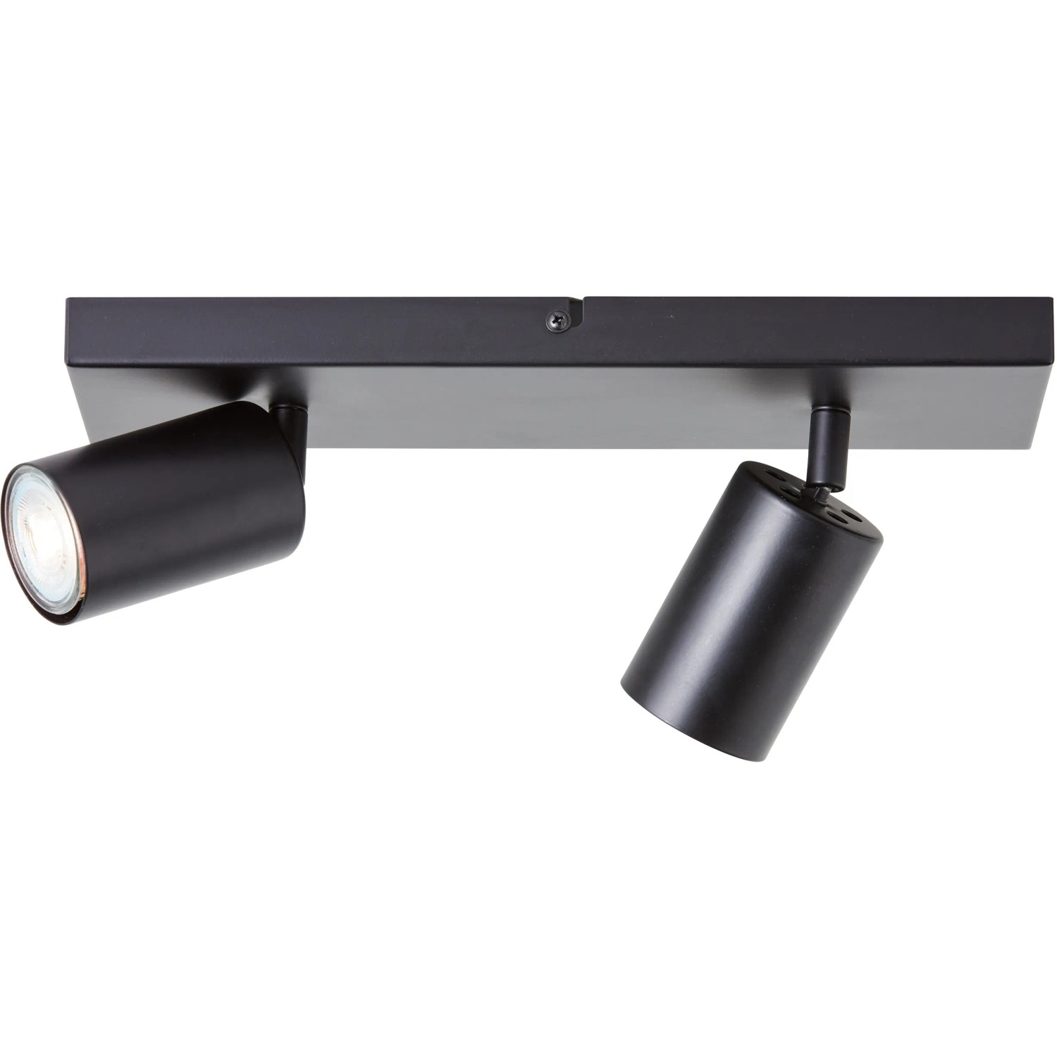 Schwarzer, matter LED-Spotbalken Jello mit 2 schwenkbaren Spots für flexible Beleuchtung.