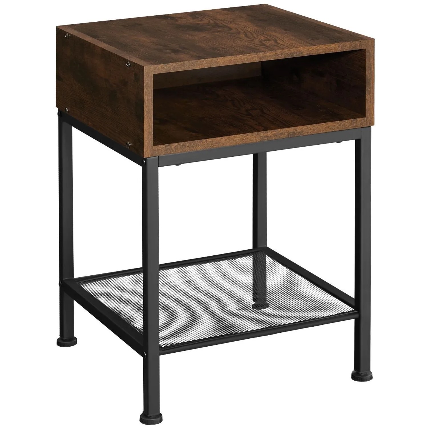 Tectake Nachttisch Harlow Industrial Style Holz und Stahl  40 50 x 40 50 x 59 cm Industrial Holz Dunkel  Rustikal