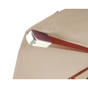 Detailaufnahme: MCW Ersatzbezug für Sonnenschirm C57 Ø4m, Creme. Holzstreben und Metallecken sichtbar.