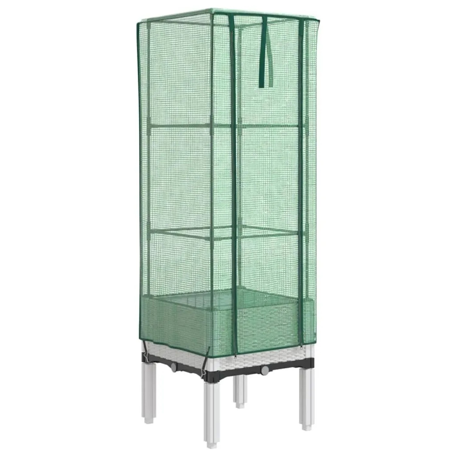 vidaXL Hochbeet mit Gewächshaus-Aufsatz Rattan-Optik 40x40x140 cm 4015846