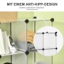 Detailansicht des weißen HOMCOM Würfel-Organisators/Regals mit Anti-Kipp-Design und Fächern mit Kleidung und Accessoires.