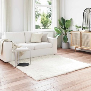 vidaXL Kunstschaffell Teppich Tafalla Weiß 160 x 160 cm Polyester 42021466