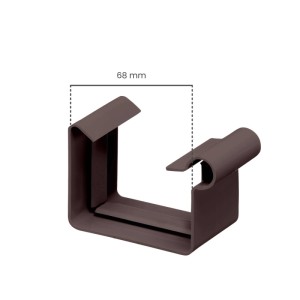 Dunkelbrauner Inefa Rinnenverbinder aus PVC für Kastenrinnen, NW 68. Robustes Verbindungselement für Kunststoff-Dachrinnen.