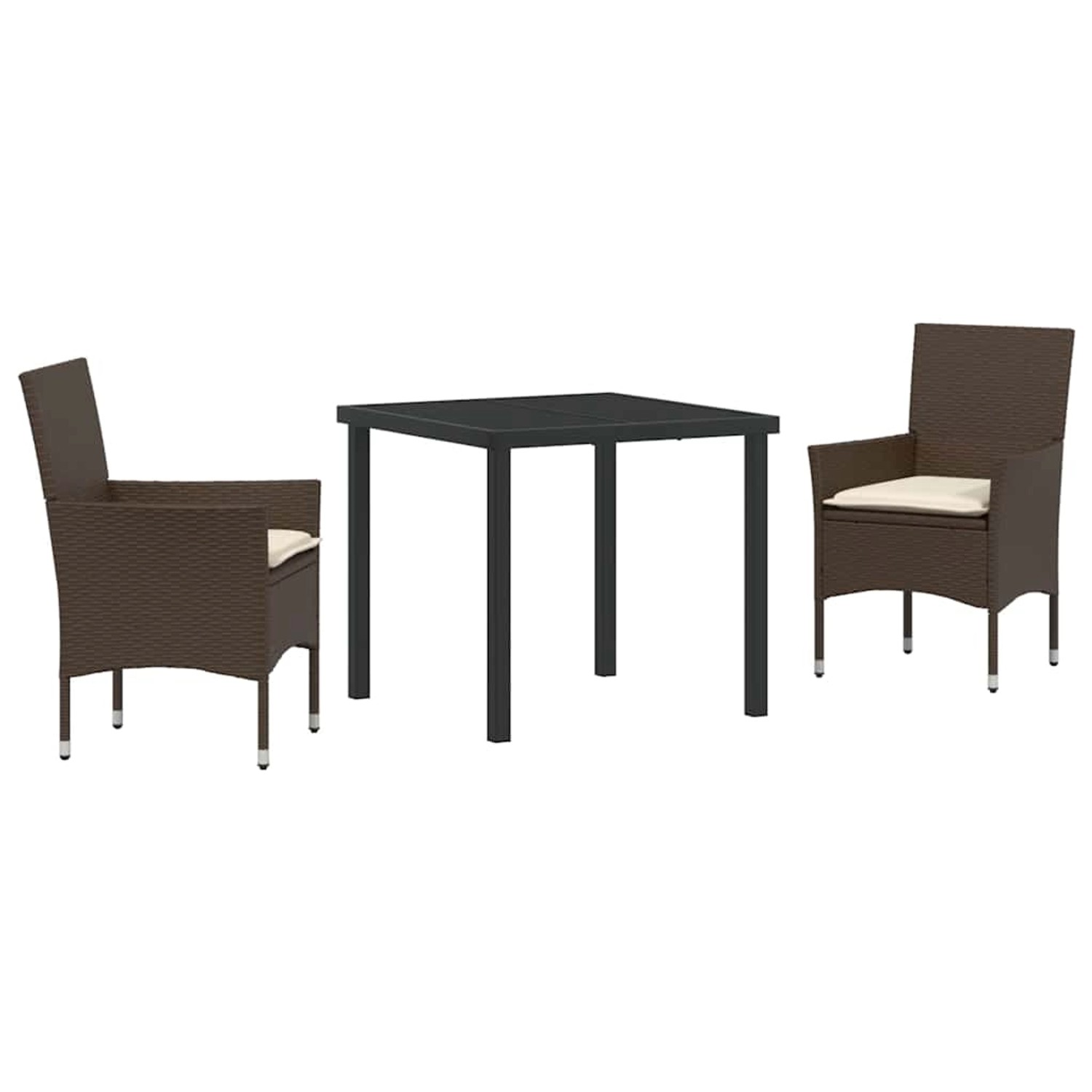 vidaXL Garten Essgruppe mit Kissen 3-Tlg Braun Poly Rattan 3379779 günstig online kaufen