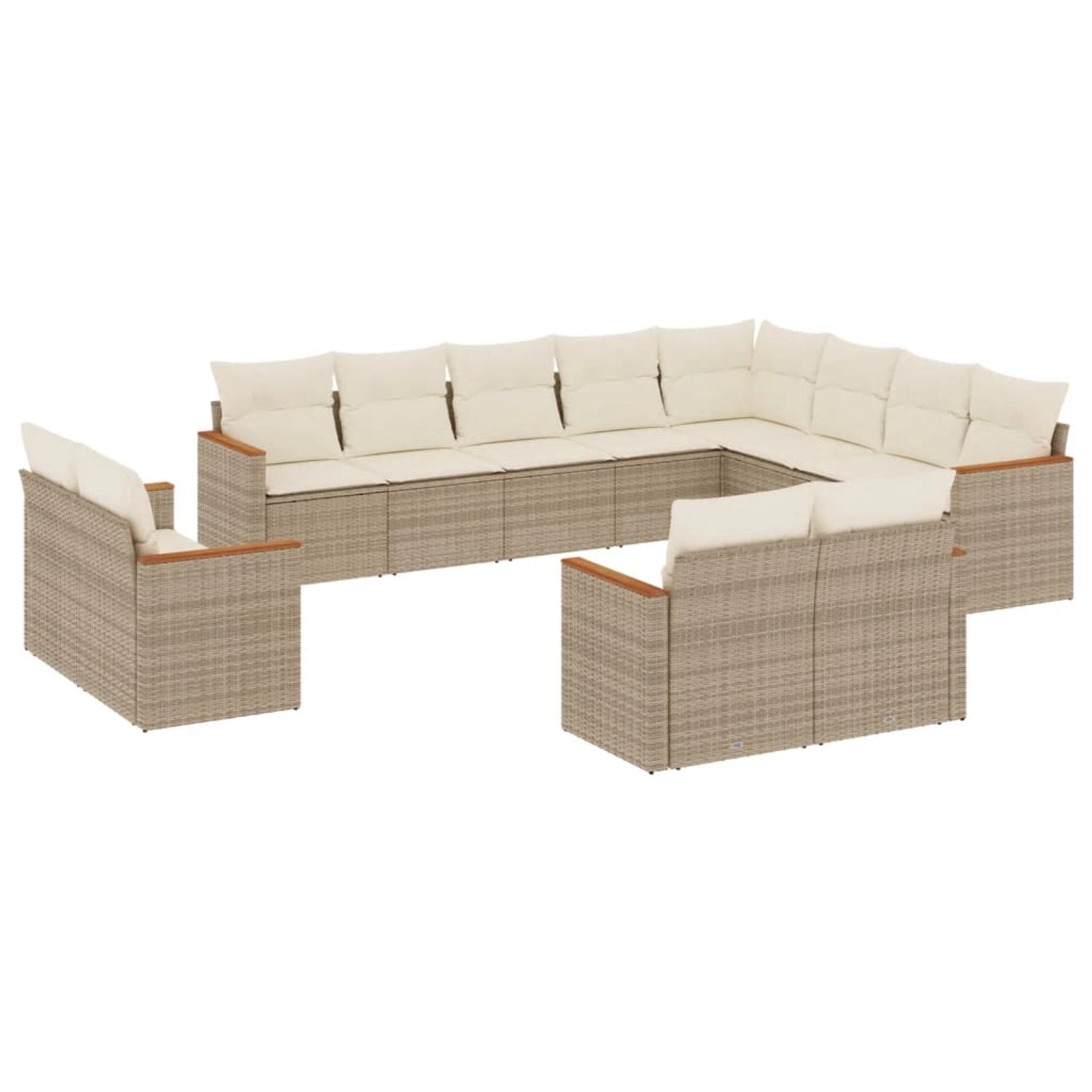 vidaXL 12-tlg Garten-Sofagarnitur mit Kissen Beige Poly Rattan Modell 82 günstig online kaufen