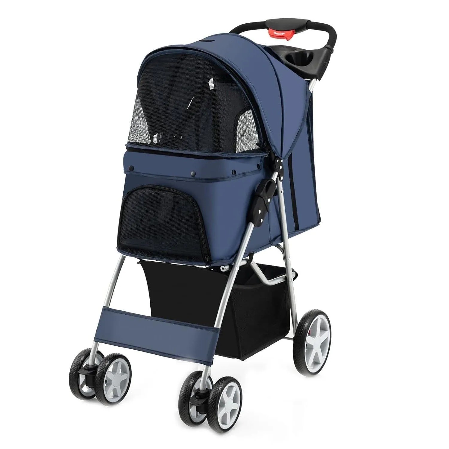 Costway Hundewagen Haustiere Buggy Bis 15 kg Dunkelblau