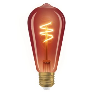 Osram LED-Lampe E27 Edisonform mit Spiralfilament, Kupferglas, warmweißes Licht.