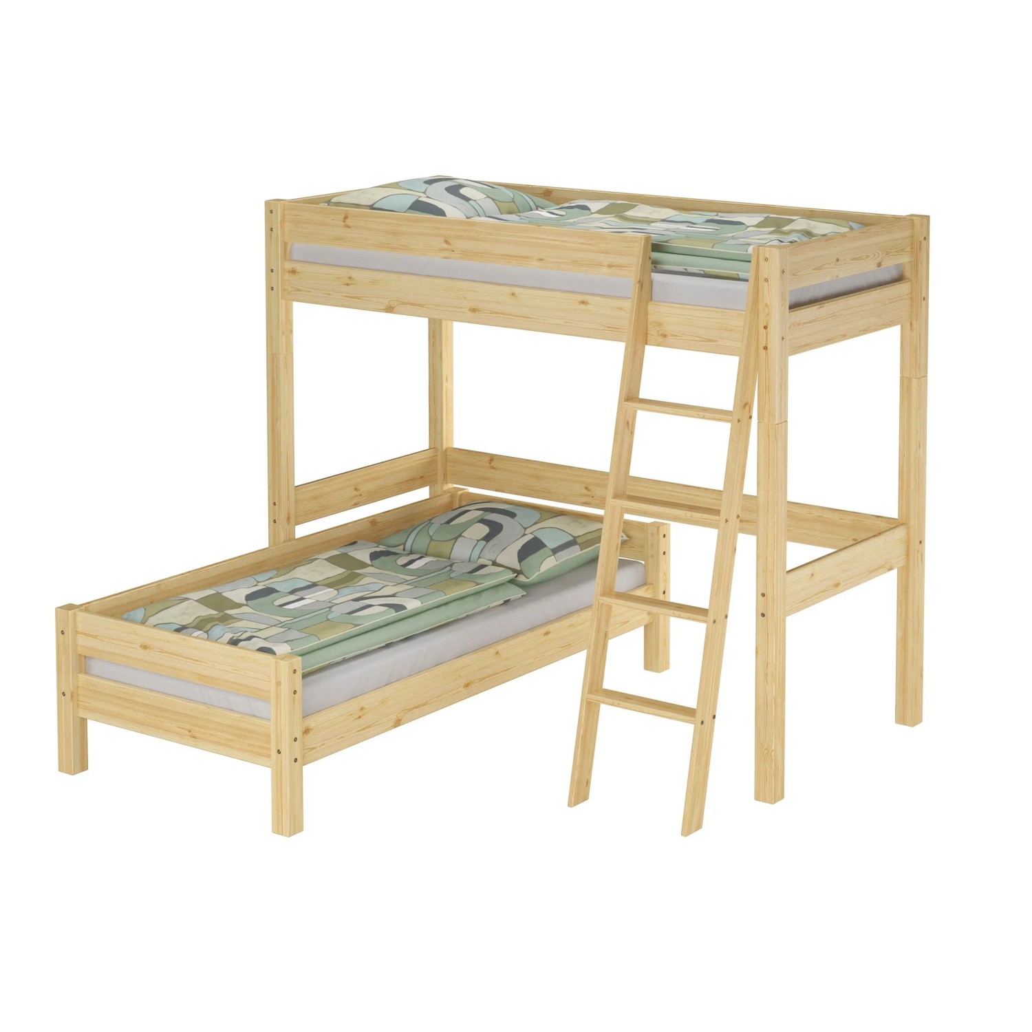 Erst-Holz Hochbett Stockbett Einzelbett 90 x 200 cm  Kinderbett Kiefer Massiv Modell 20 ohne Zubehör