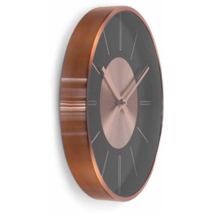 Moderne Wall-Art Wanduhr aus Aluminium, Ø 30 cm, in Kupferoptik.