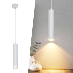 ZMH Pendelleuchte 1 flammig GU10 Zylinder Design Aluminium Höhenverstellbar Modern für Küche Wohnzimmer Esszimmer