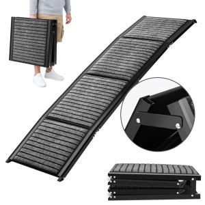 Klappbare TRUTZHOLM Hunderampe aus Aluminium, 180 cm lang, rutschfest und bis 130 kg belastbar.
