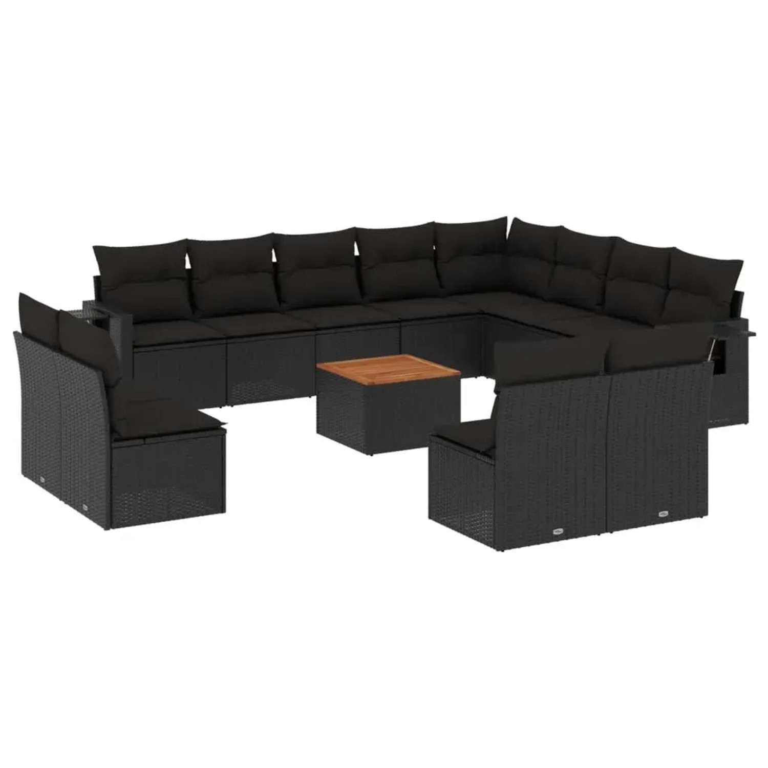 vidaXL 13-Tlg Garten-Sofagarnitur mit Kissen Schwarz Poly Rattan 3257140 günstig online kaufen