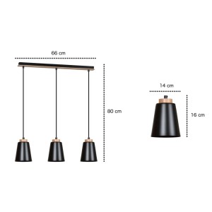 Licht-Erlebnisse Hängelampe Metall Holz 3-Flammig E27 66 cm Breit