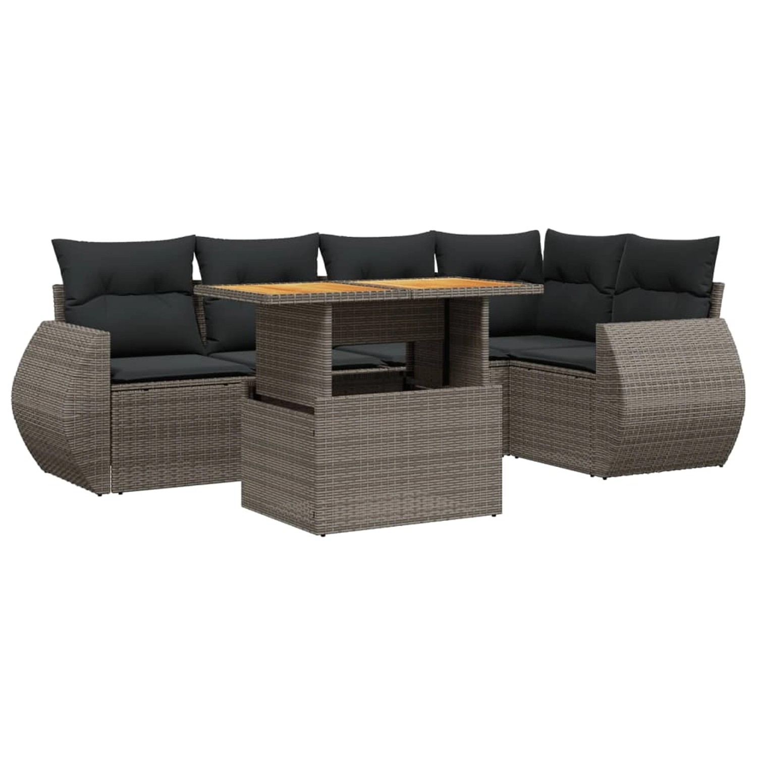 vidaXL 6-Tlg Garten-Sofagarnitur mit Kissen Grau Poly Rattan 3272187 günstig online kaufen
