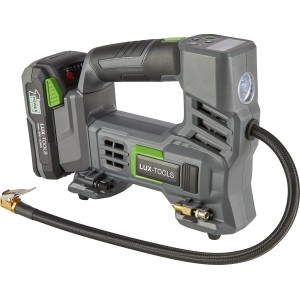LUX Akku-Kompressor 1PowerSystem A-LP-20 Solo, grauer Kompressor mit Akku und Schlauch.