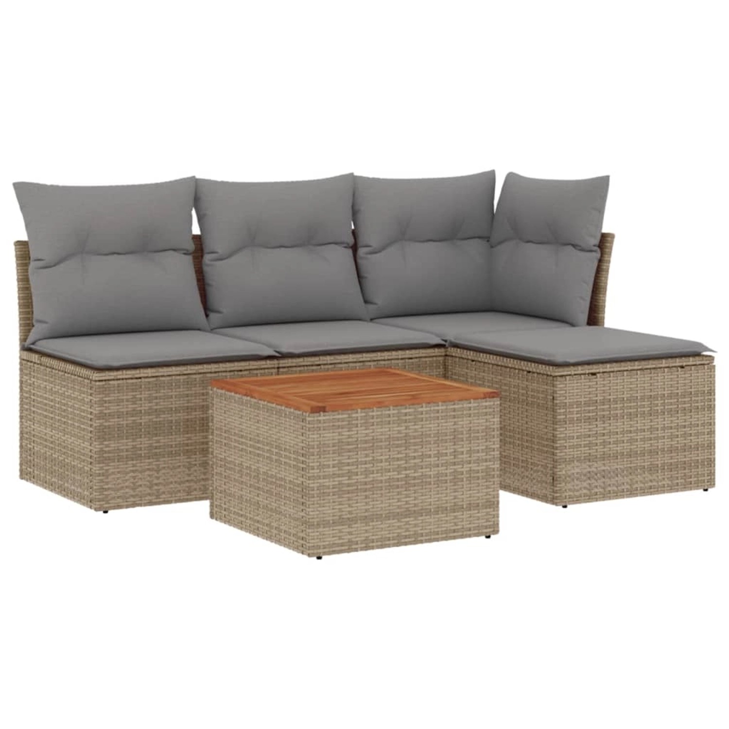 vidaXL 5-Tlg Garten-Sofagarnitur mit Kissen Beige Poly Rattan 3255926 günstig online kaufen