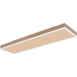 Globo LED-Deckenleuchte Doro, 80cm, Holzoptik dunkel, Aluminium weiß matt.